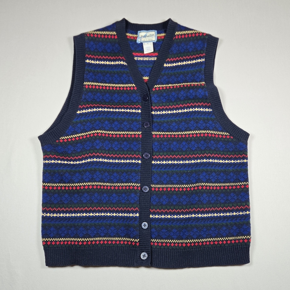 Vintage Pendleton Originals "Born In Oregon" Fair Isle Grandpa Sweater Vest L